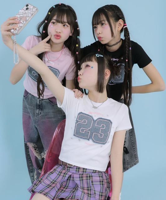 デニム ナンバリング ワッペン ミニ Tシャツ 913-7918