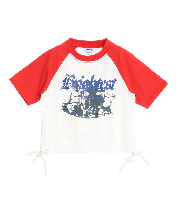 ROCK プリント ヴィンテージ風 シャーリング Tシャツ トップス 913-7931
