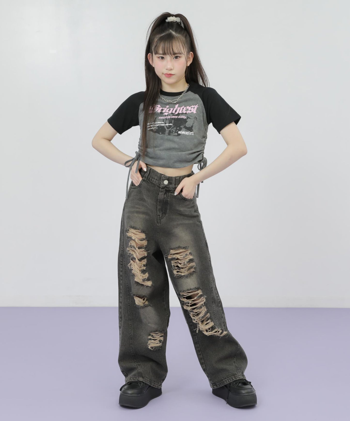 ブラック(Sサイズ着用/身長：約148cm)