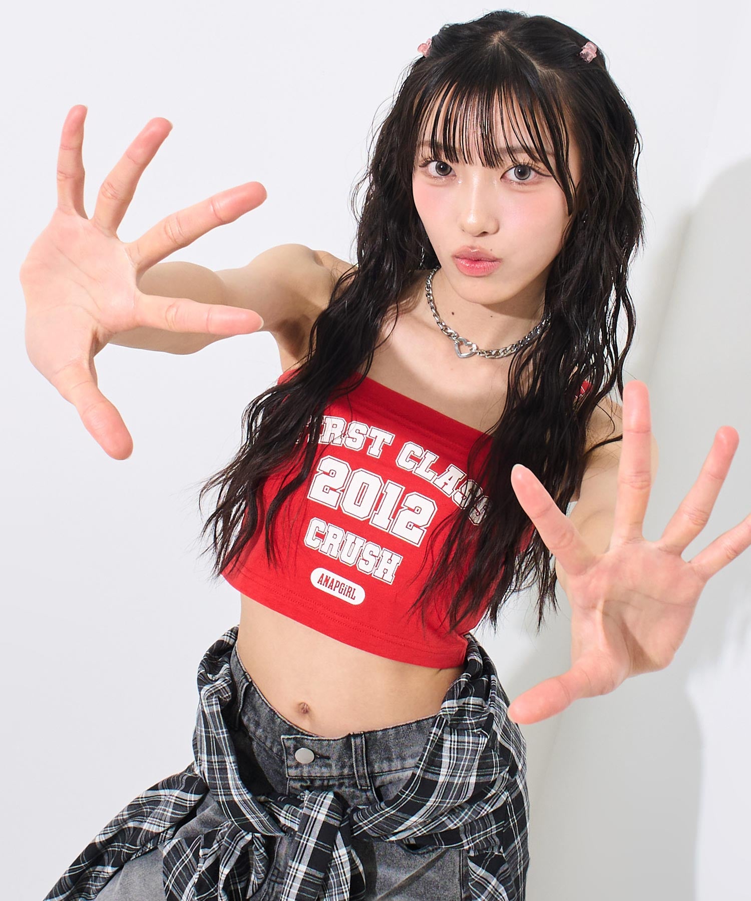 レッド(Sサイズ着用/身長：約156cm)