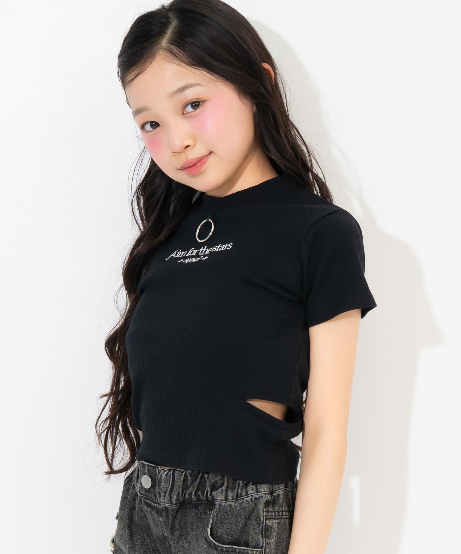 サイドアキ ミニネック リブ リングトップス Tシャツ 913-7961 – ANAP