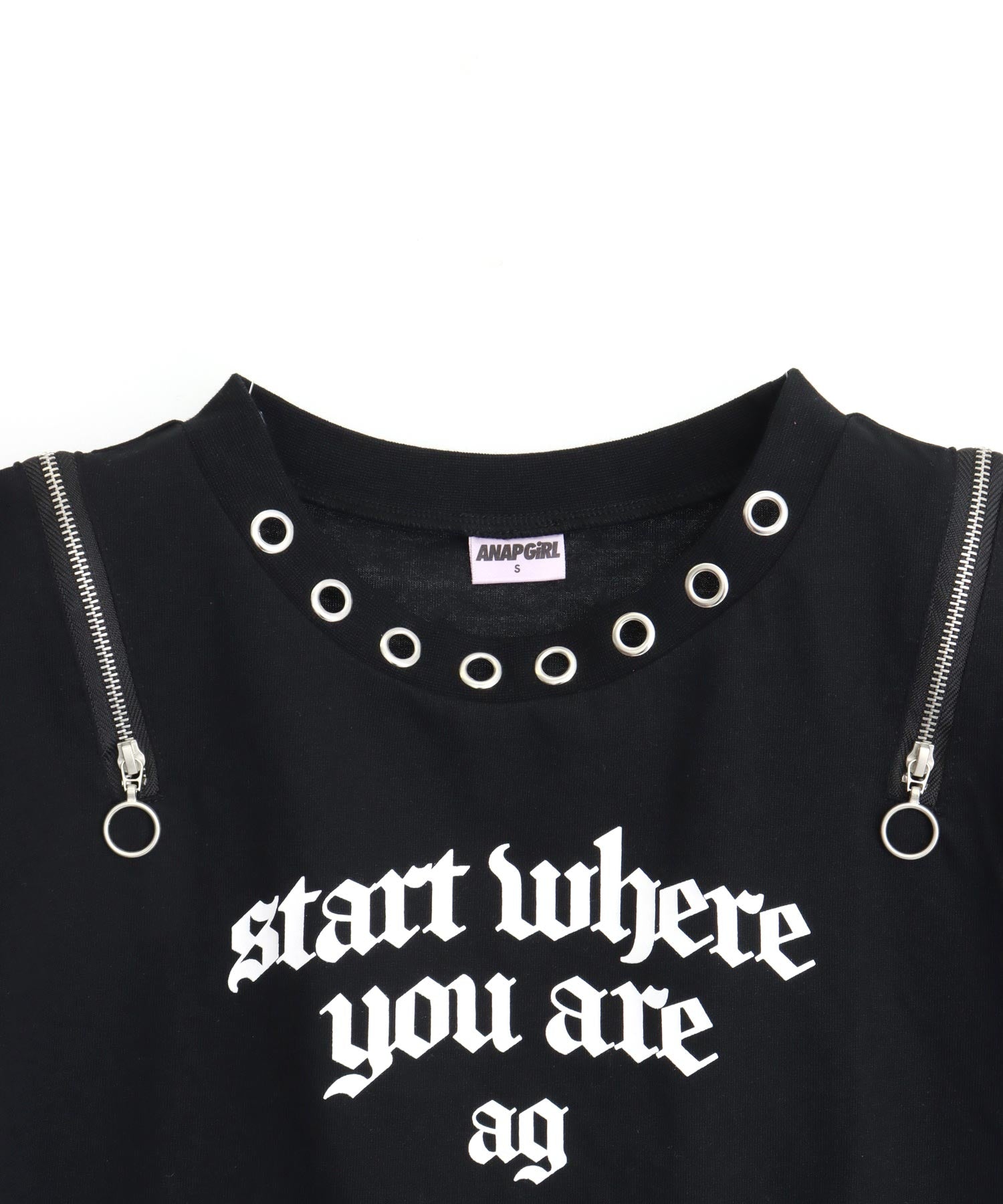 ハトメデザイン 肩ジップ Tシャツ トップス 913-7963 – ANAP