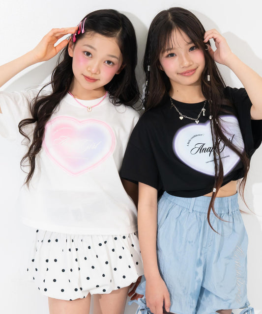 グラデーションハートプリント クロップドTシャツ 913-7967