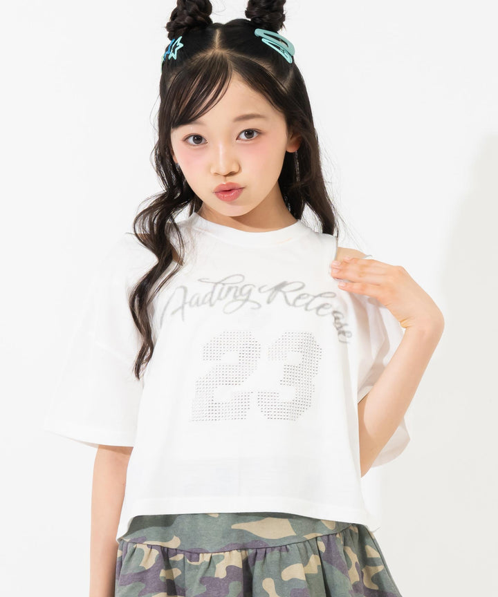 肩ジップ スタッズ ロゴTシャツ 913-7971