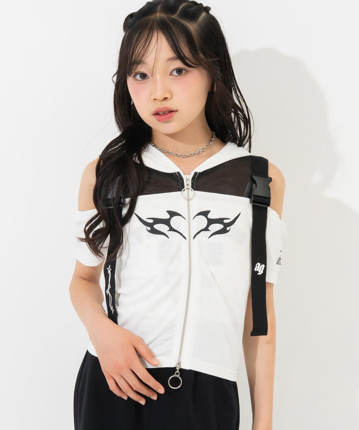 ホワイト(Sサイズ着用/身長：約146cm)