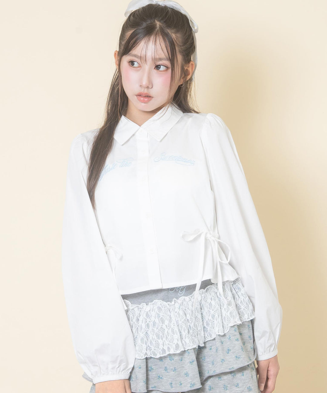 ウエストリボン クロップドシャツ 913-8022