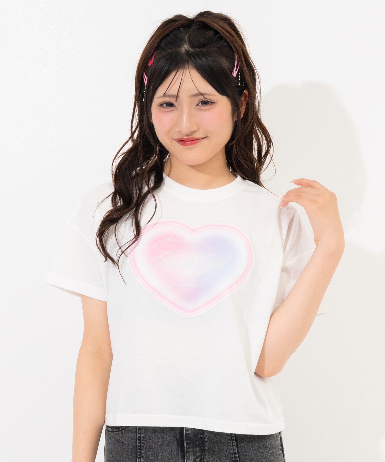 グラデーションハートプリント クロップドTシャツ 913-7967 – ANAP