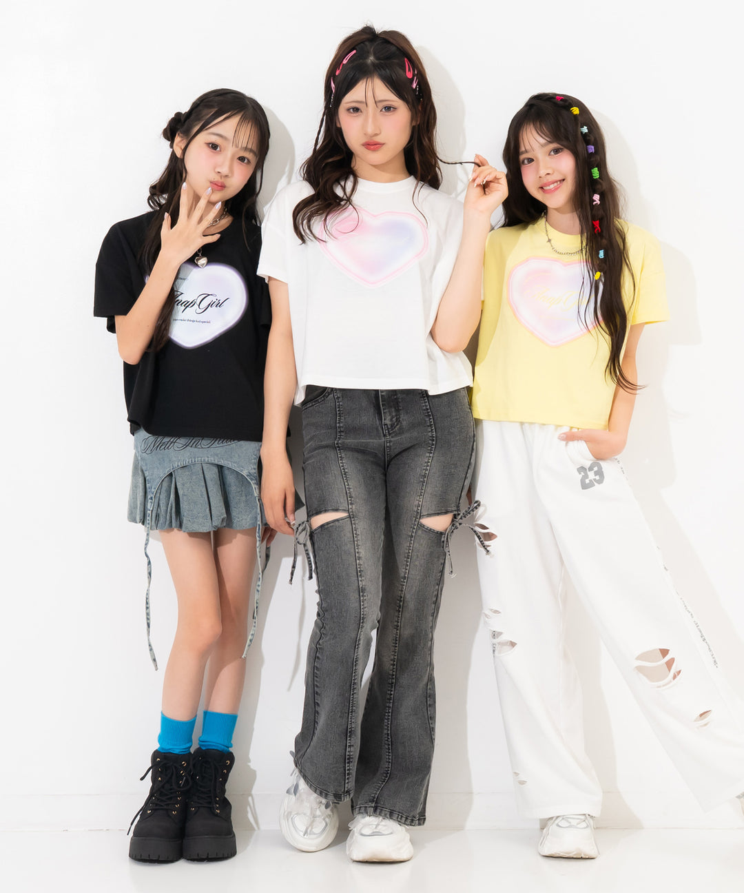 グラデーションハートプリント クロップドTシャツ 913-7967