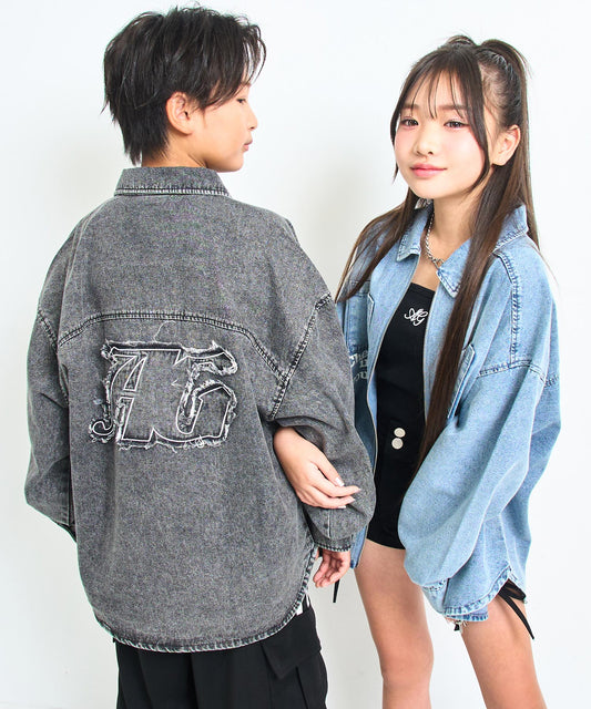 オーバーサイズ ダブルジップ デニム シャツ 914-7619