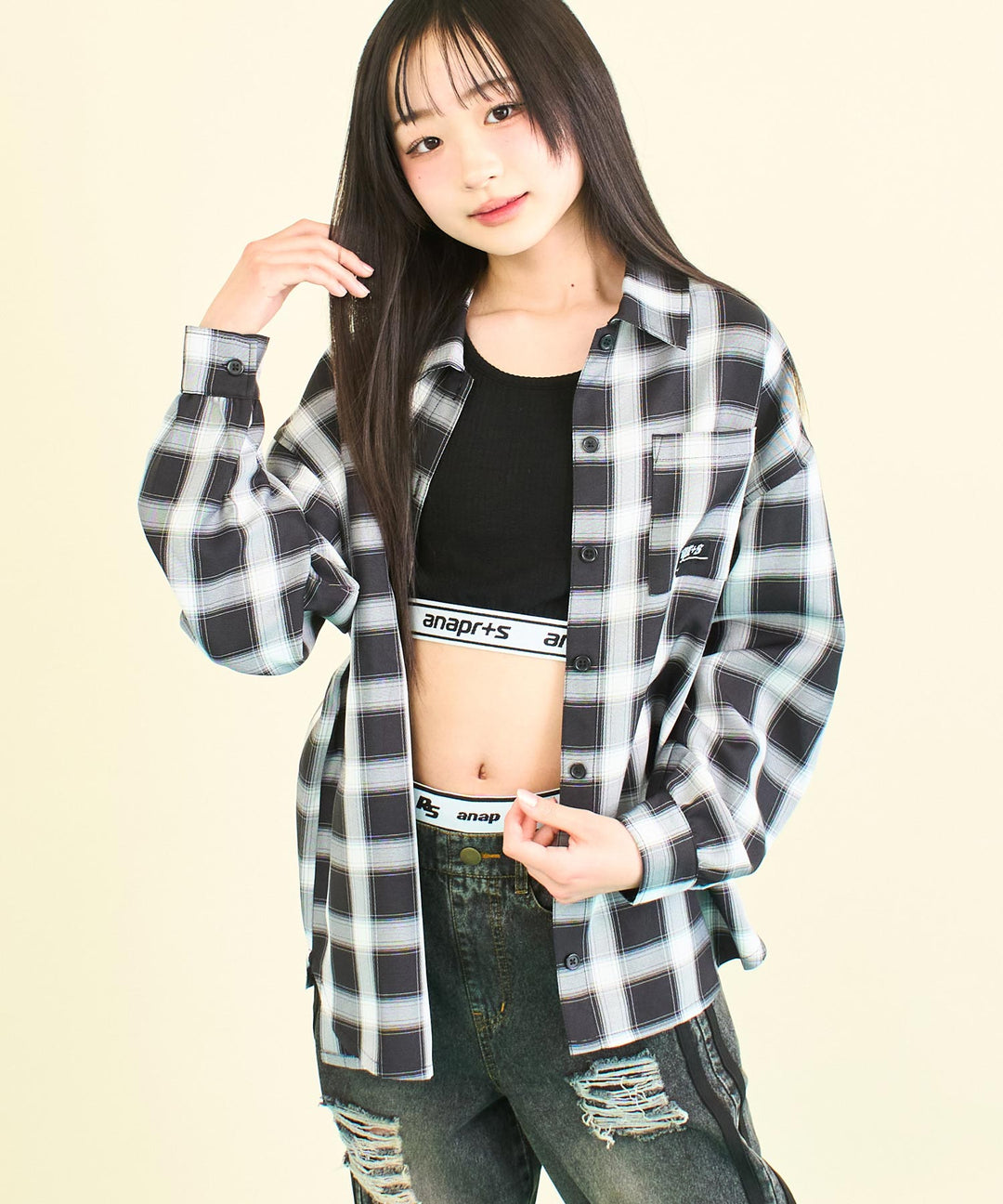 ANAPR+S オーバー チェック シャツ (キッズお揃い)【ユニセックス】 914-7657