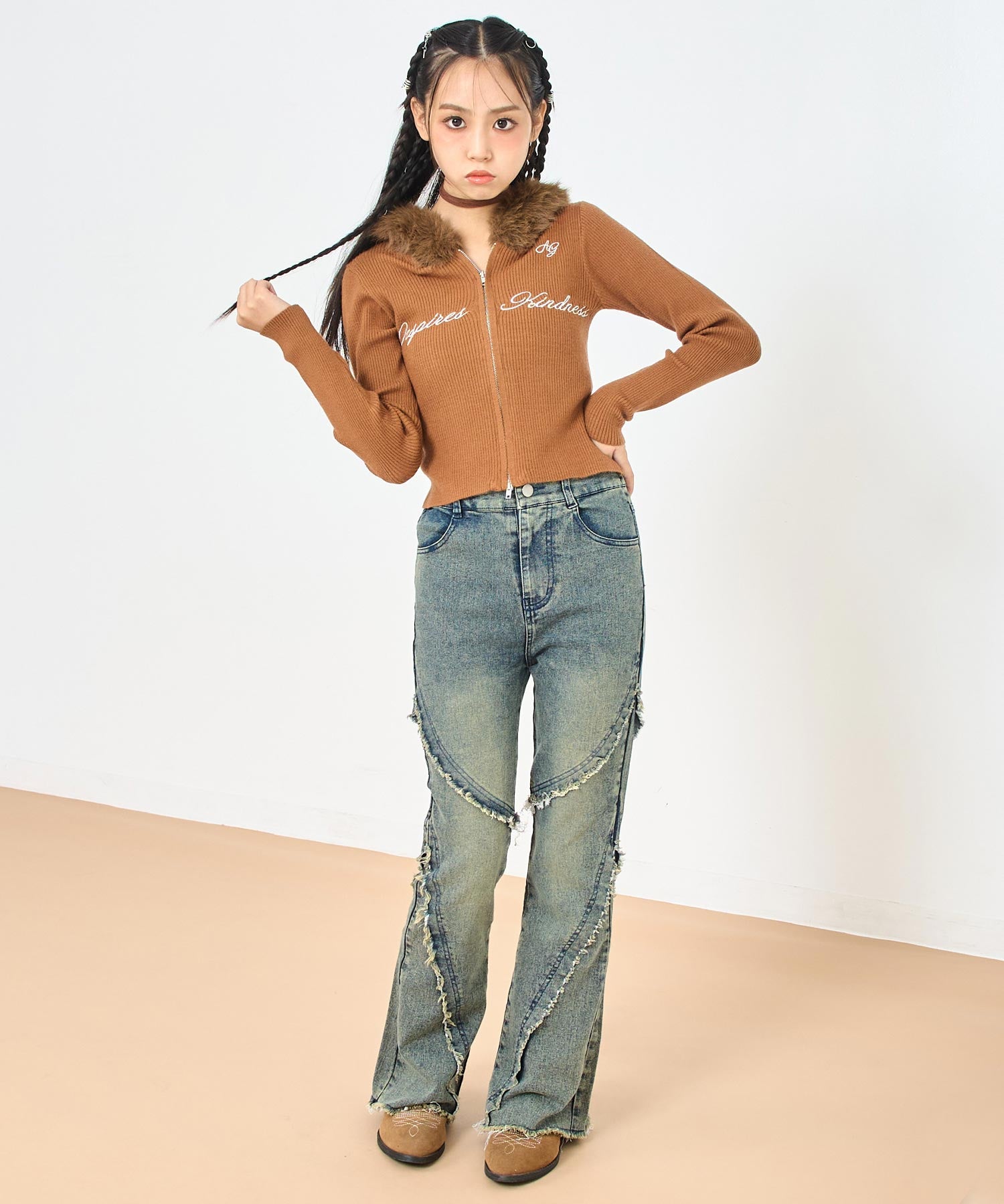 ブラウン/150cm(Sサイズ着用)