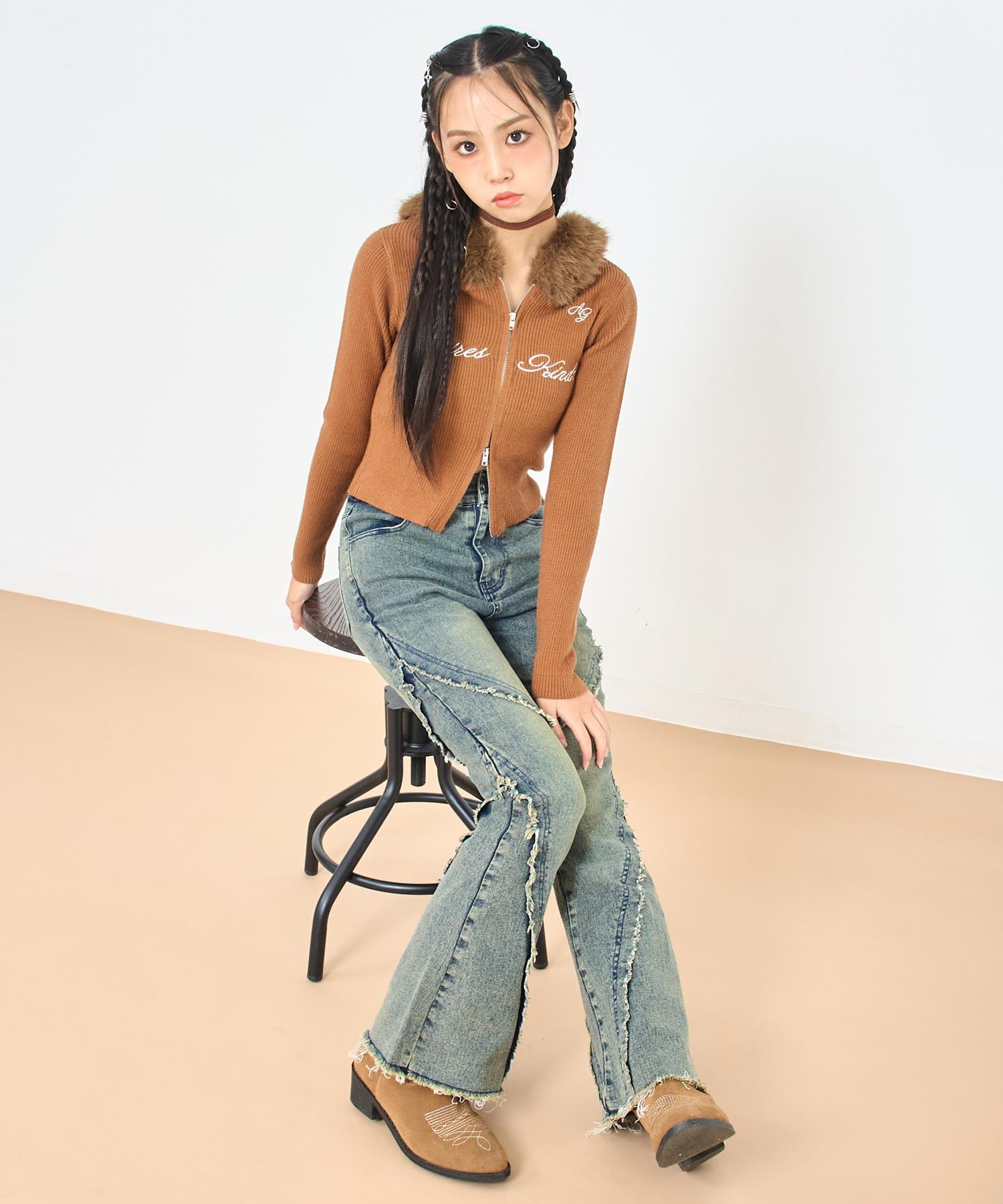 ファー付 ニット ダブル ジップパーカー 914-7816 – ANAP オンライン