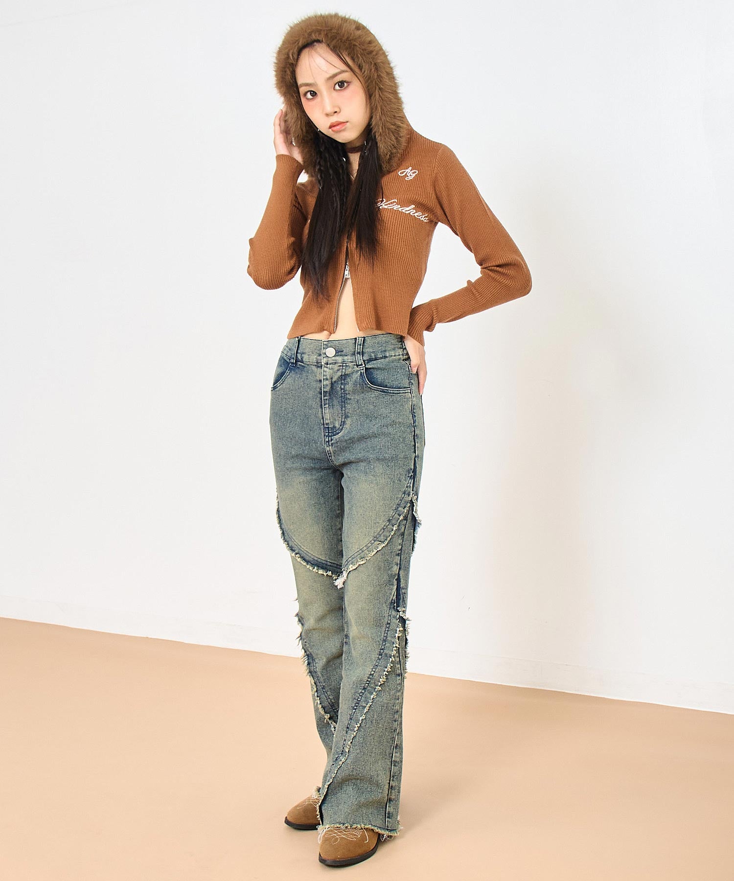 ブラウン/150cm(Sサイズ着用)