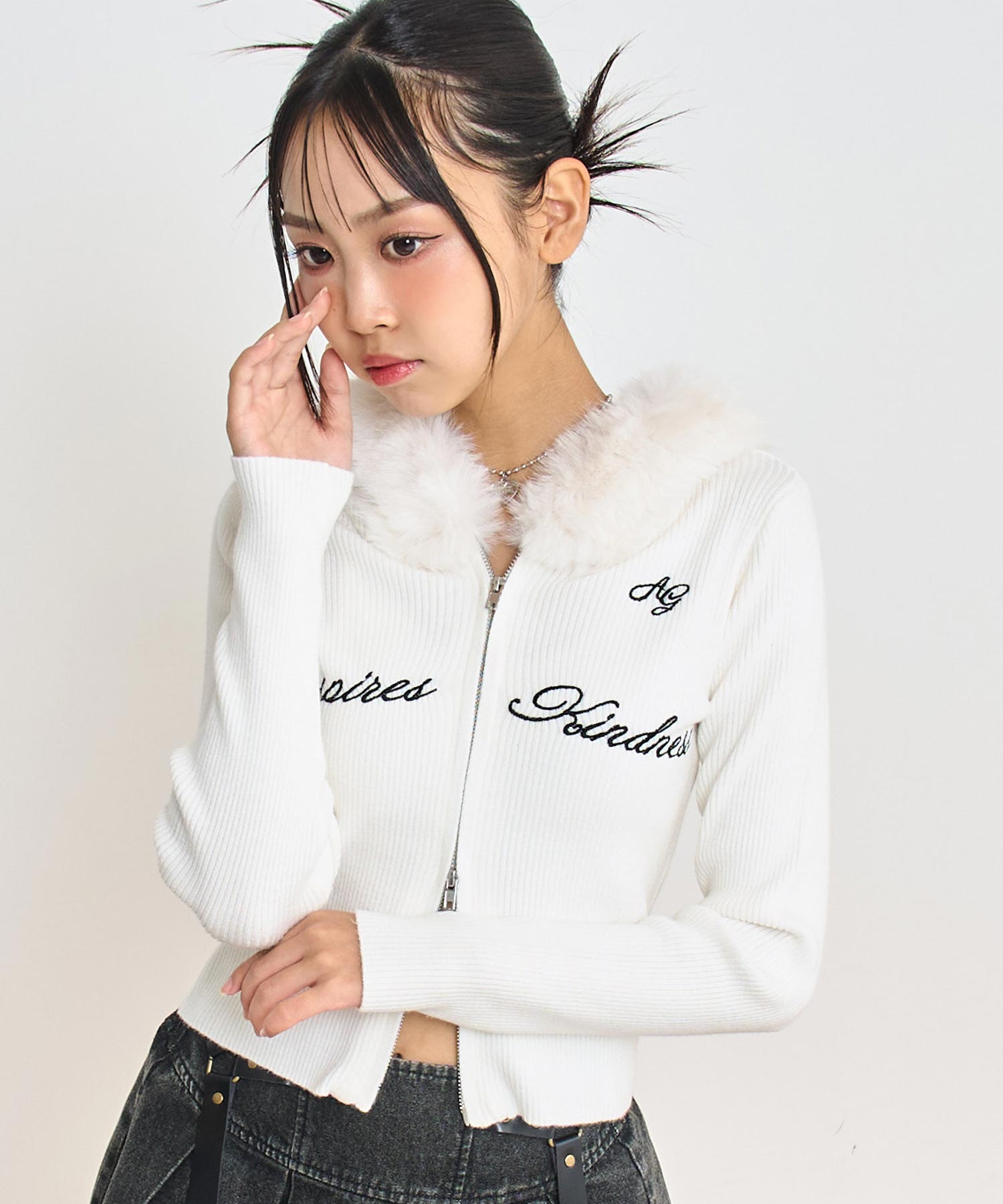 ファー付 ニット ダブル ジップパーカー 914-7816 – ANAP オンライン