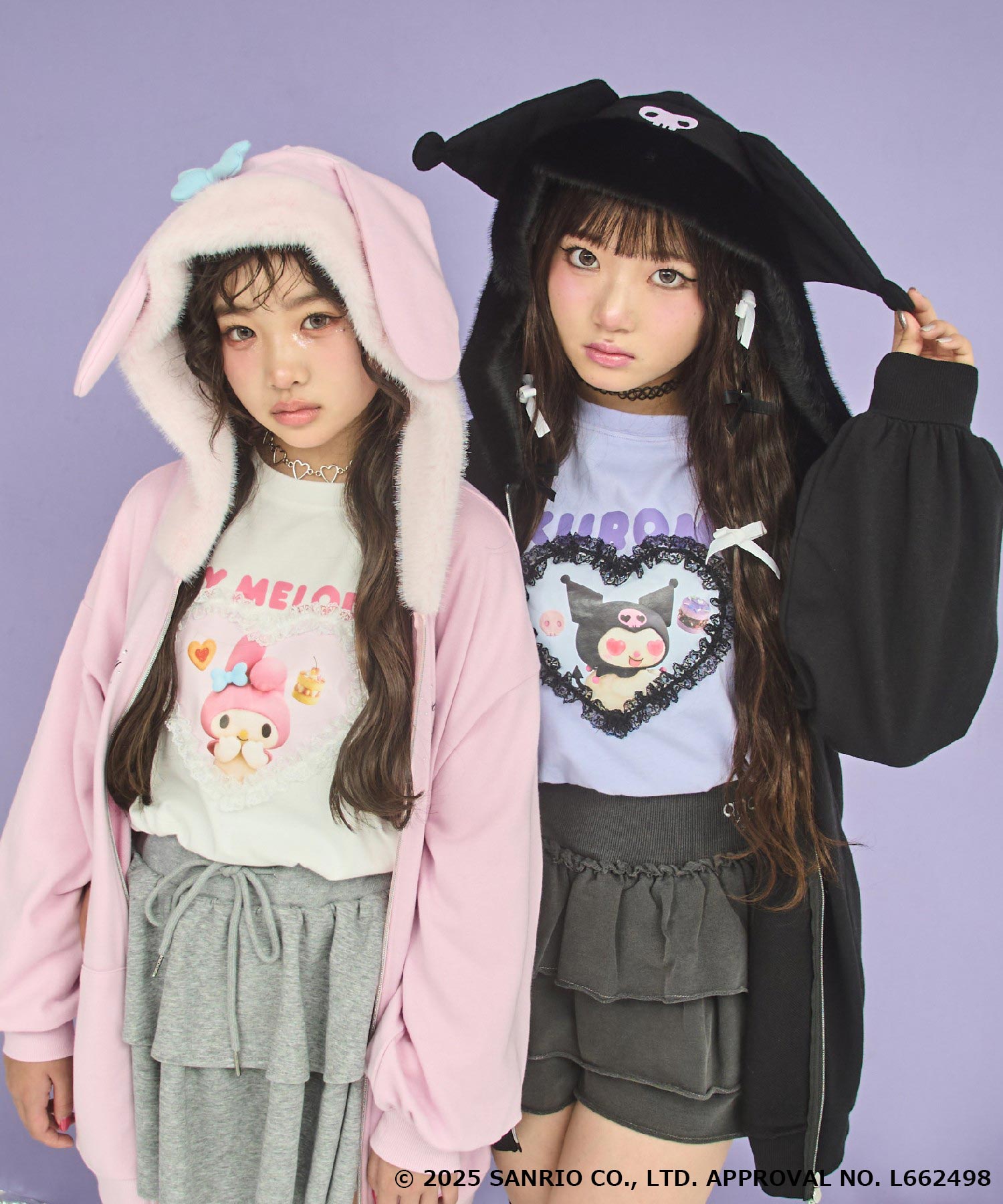 ANAP GiRL ×【 マイメロディ 】ファー耳付きフーディー ビッグ