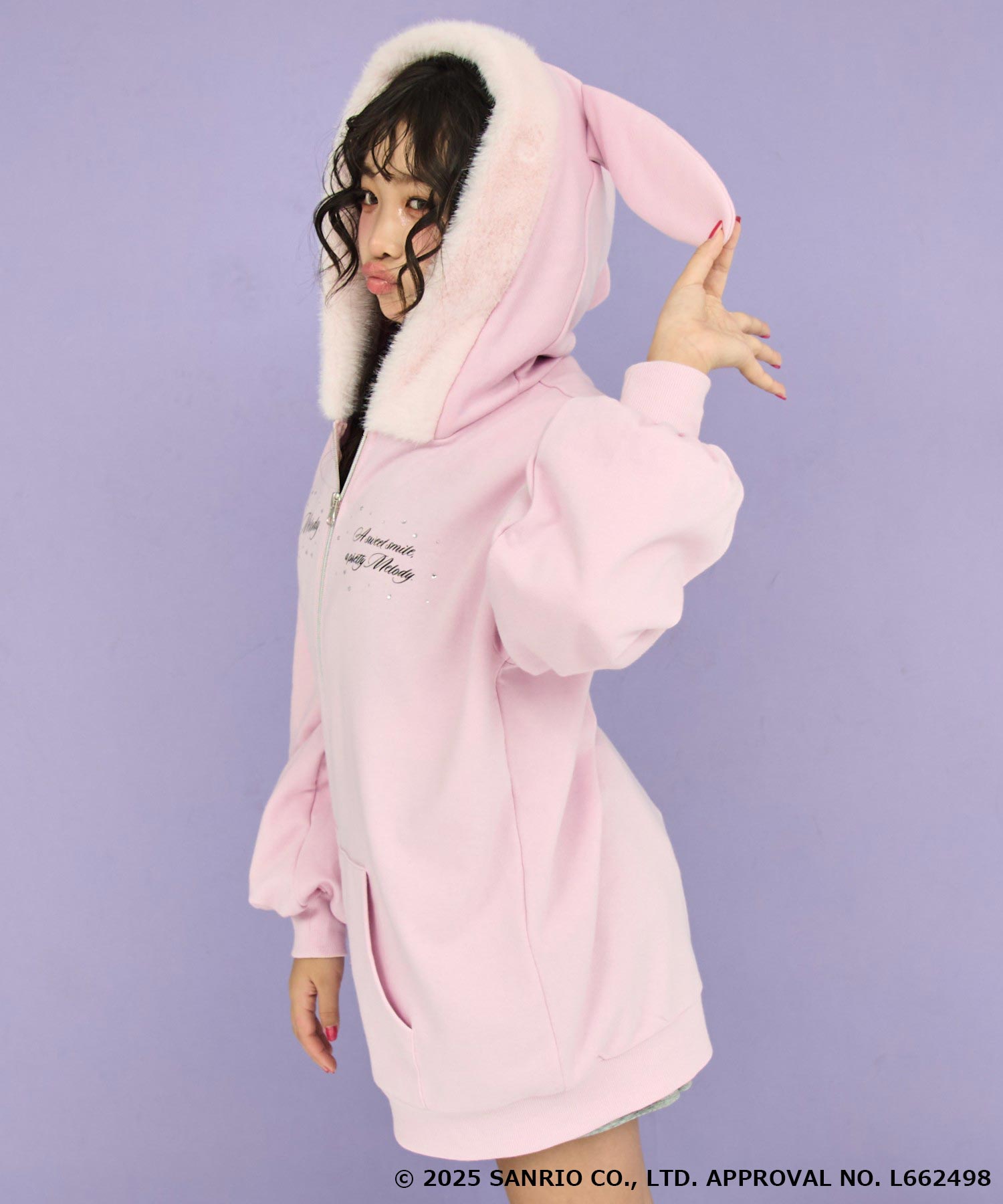 ANAP GiRL ×【 マイメロディ 】ファー耳付きフーディー ビッグ