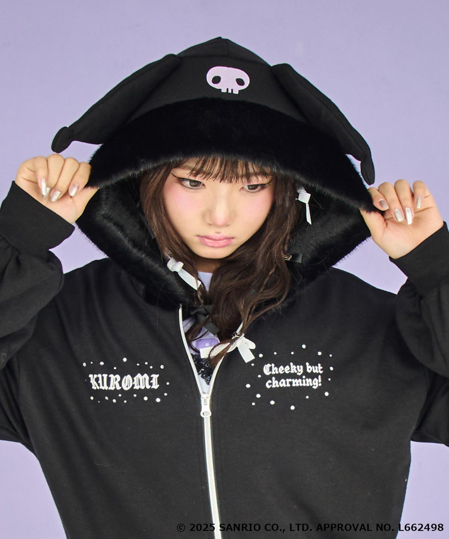 ANAP GiRL ×【 クロミ 】ファー耳付きフーディー ビッグ スウェット