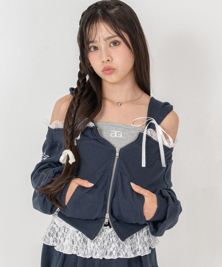 ネイビー(XSサイズ着用/身長：約139cm)