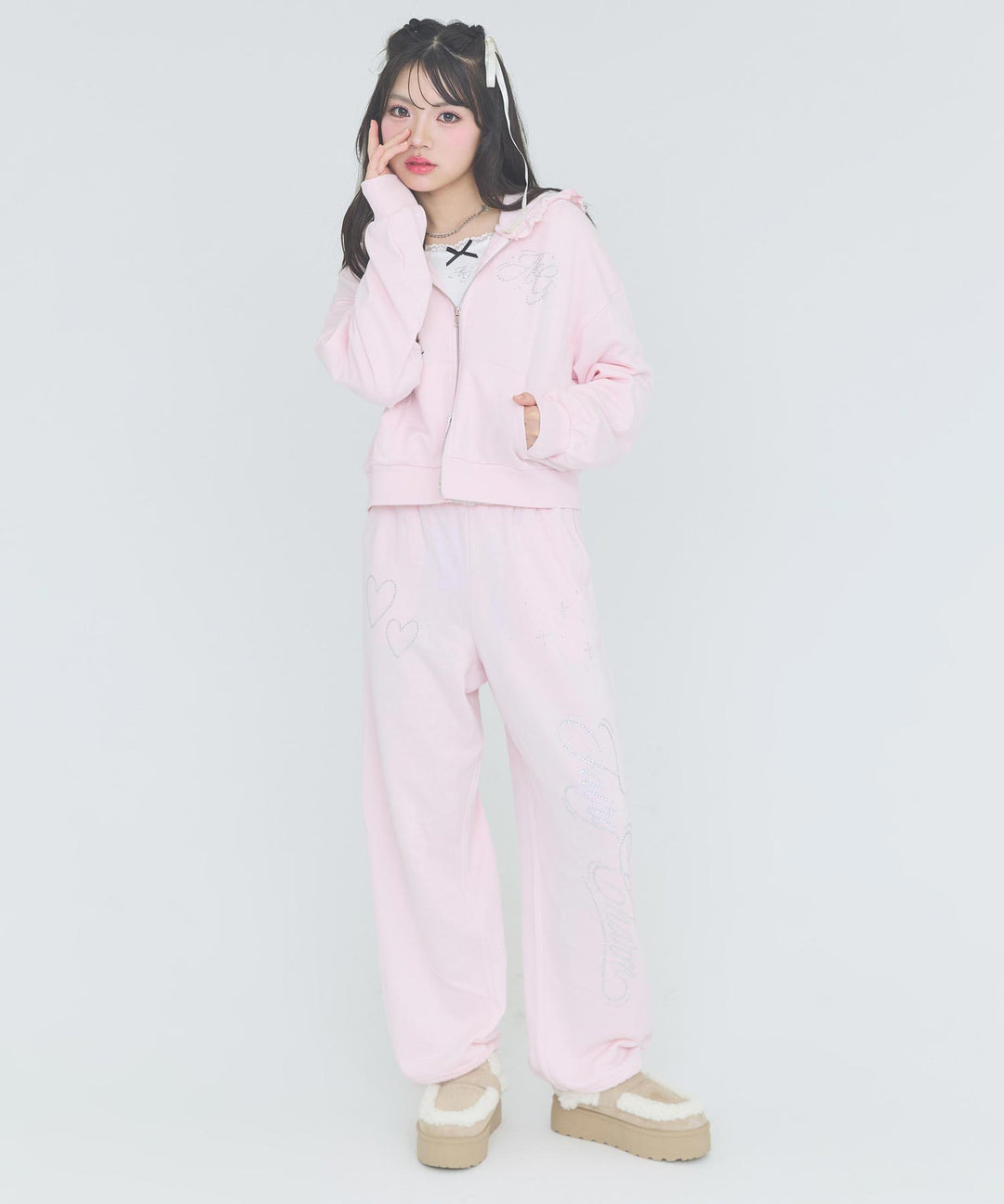 ライトピンク(Mサイズ着用/身長：約162cm)