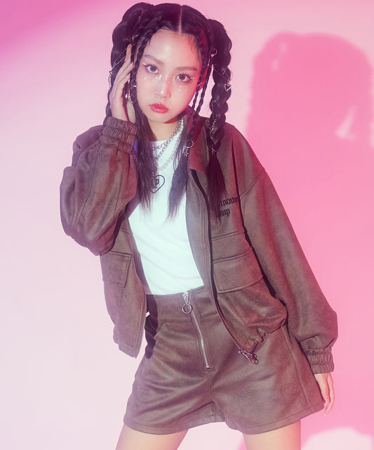 フェイク レザー クロップド ブルゾン 915-7780