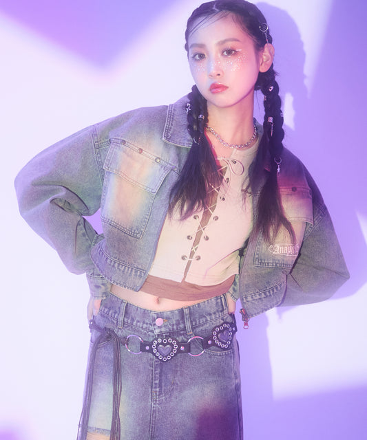 ビス付 クロップド デニムジャケット 915-7796