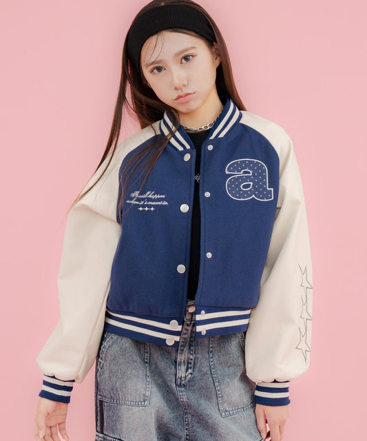 ワッペン付 ショート スタジャン 915-7860