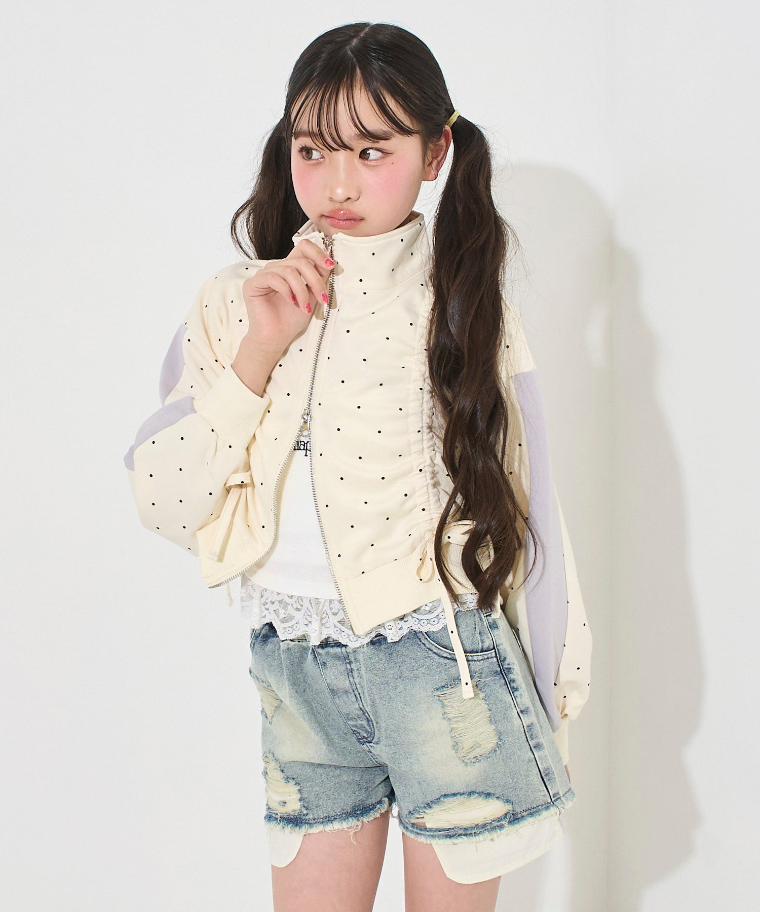 yumi様　ダブルスタンダード　配色ラインショートジャージブルゾン 前シャーリング ダブルジップ ジャージ ブルゾン 915-7875 – ANAP