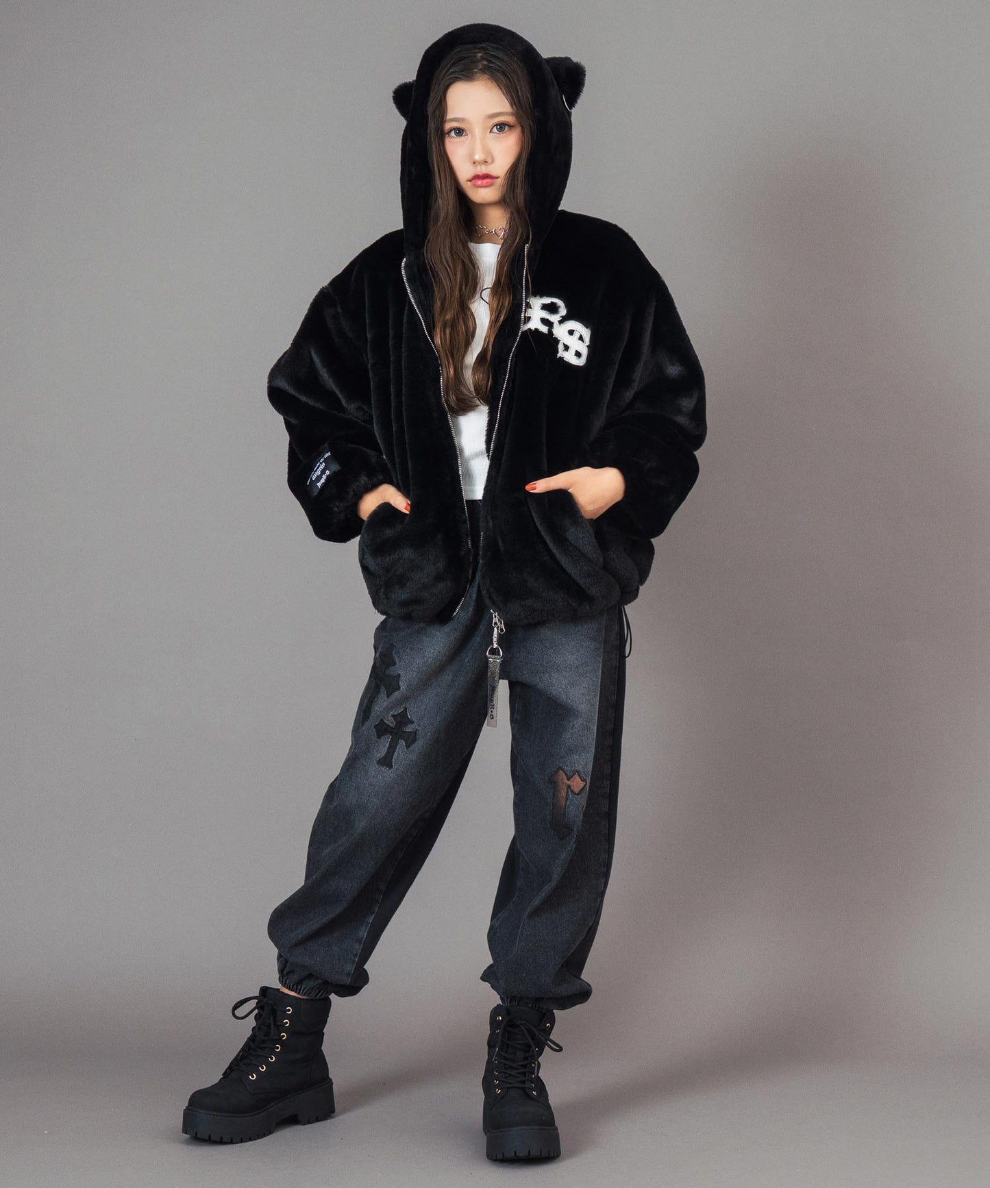 ANAPR＋S ネコ耳 フード ファー ブルゾン【ユニセックス】 【キッズお揃い】 916-7784