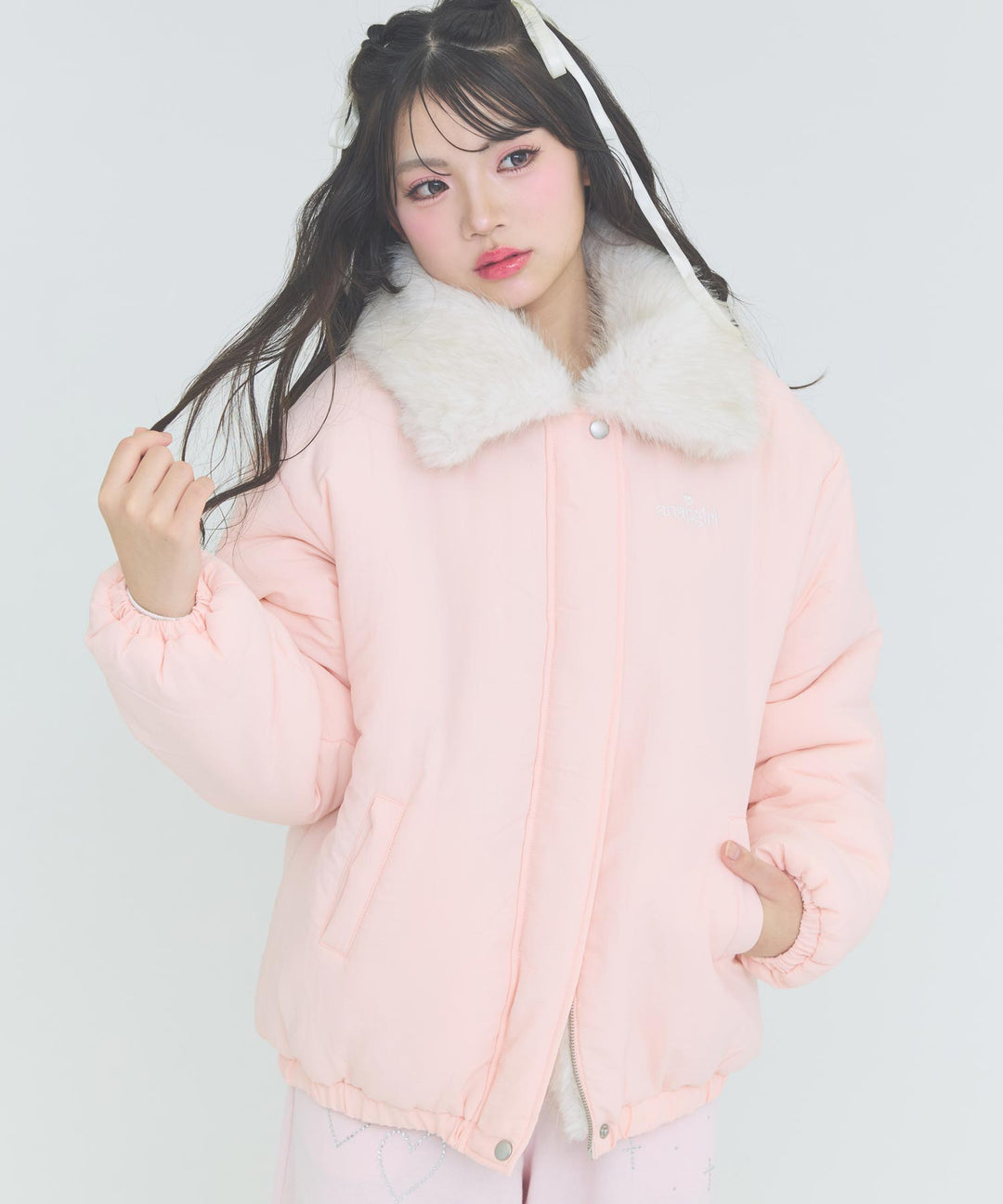 ライトピンク(Mサイズ着用/身長：約162cm)