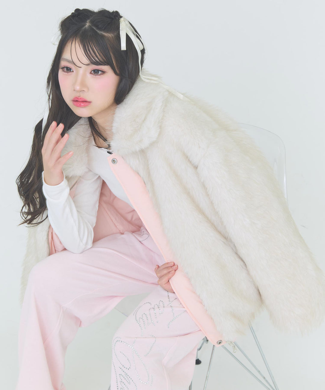 ライトピンク(Mサイズ着用/身長：約162cm)