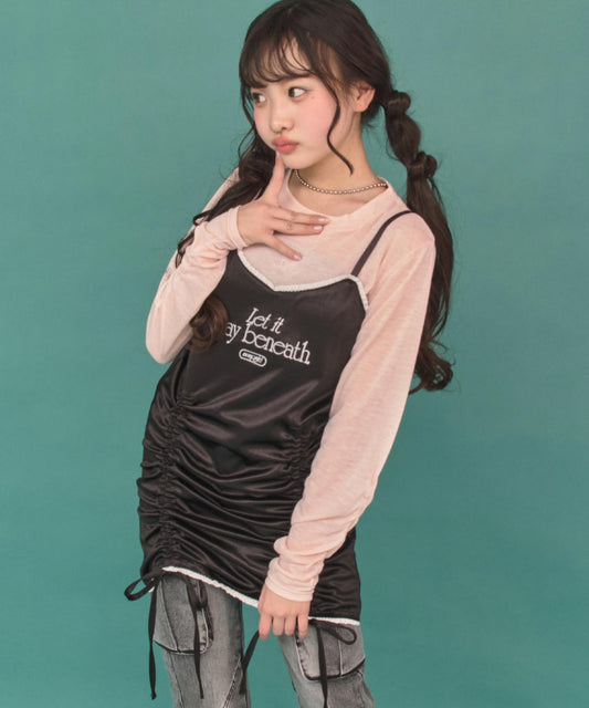 シャーリング リボン キャミ ワンピース 917-7894