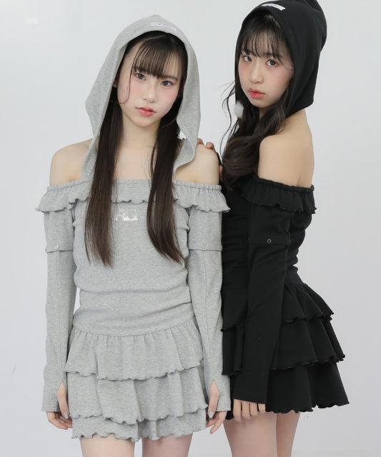 袖2WAY 肩アキ ティアード ワンピース 917-7922