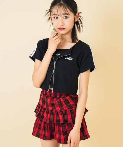 ライン入 ダブルジップ カーデ × キャミソール SET【キッズお揃い】 918-7667