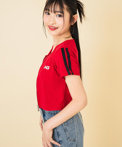 ライン入 ダブルジップ カーデ × キャミソール SET【キッズお揃い】 918-7667