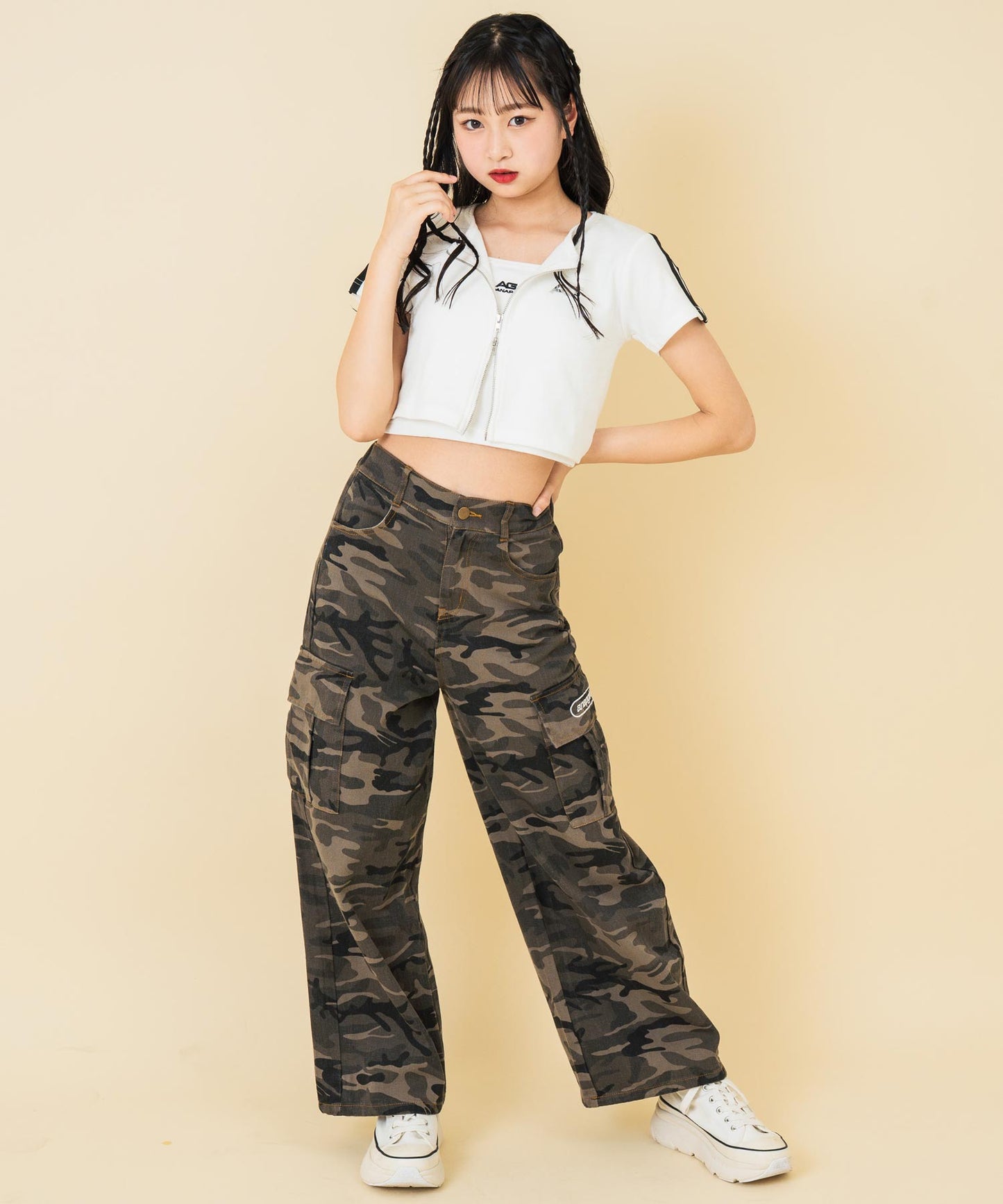 ライン入 ダブルジップ カーデ × キャミソール SET【キッズお揃い】 918-7667