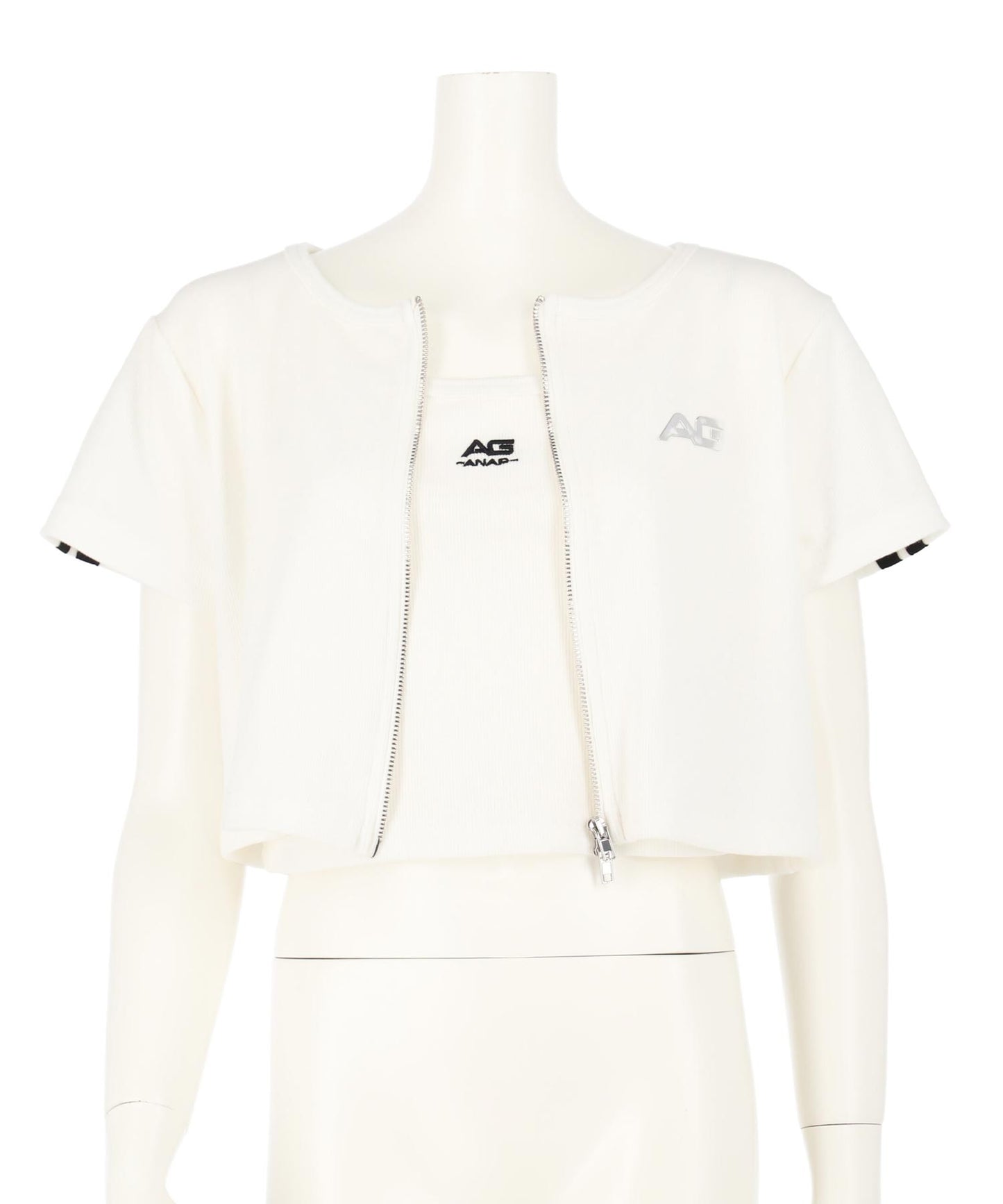 ライン入 ダブルジップ カーデ × キャミソール SET【キッズお揃い】 918-7667