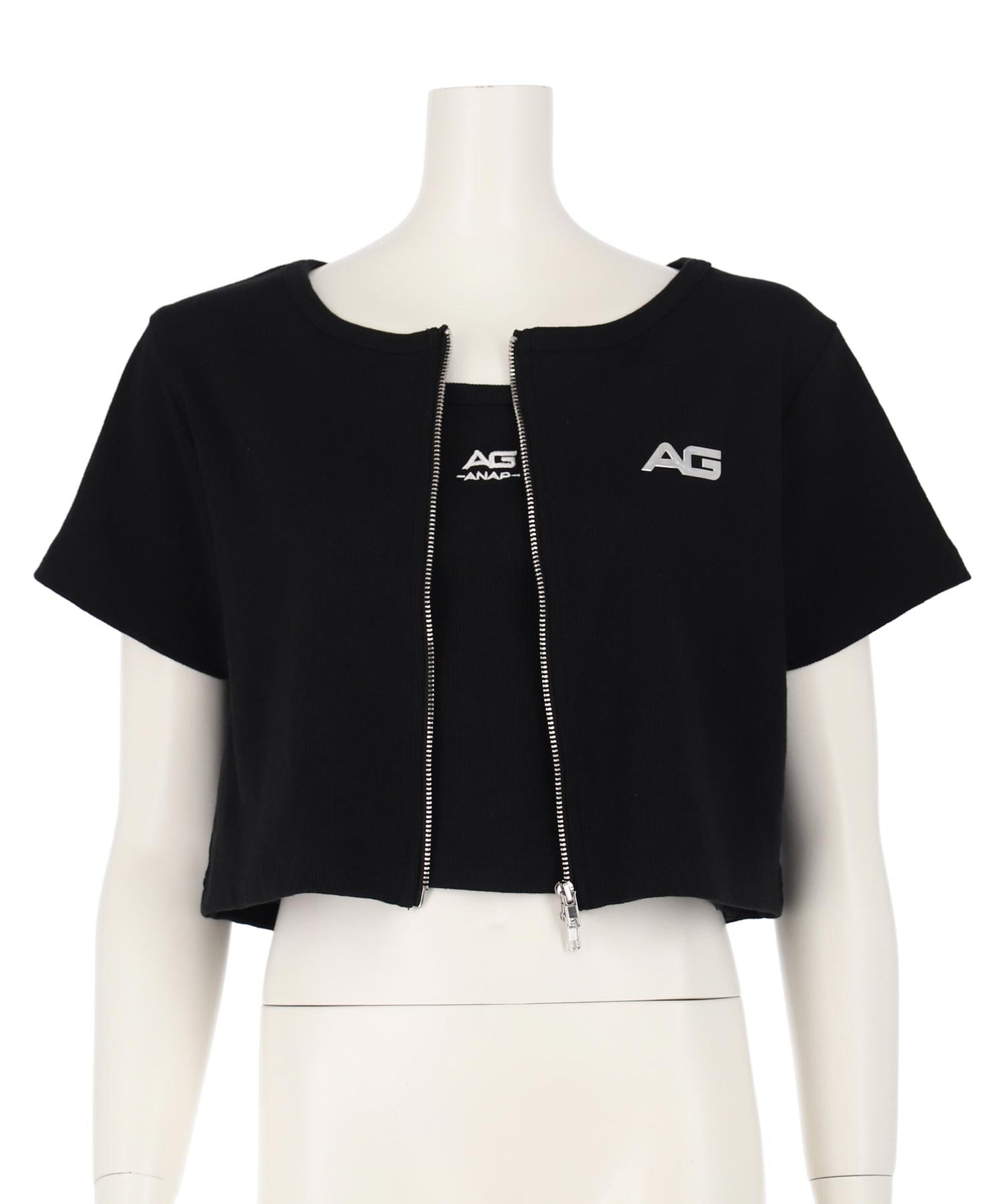 ライン入 ダブルジップ カーデ × キャミソール SET【キッズお揃い】 918-7667