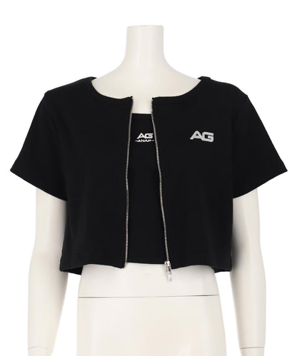 ライン入 ダブルジップ カーデ × キャミソール SET【キッズお揃い】 918-7667