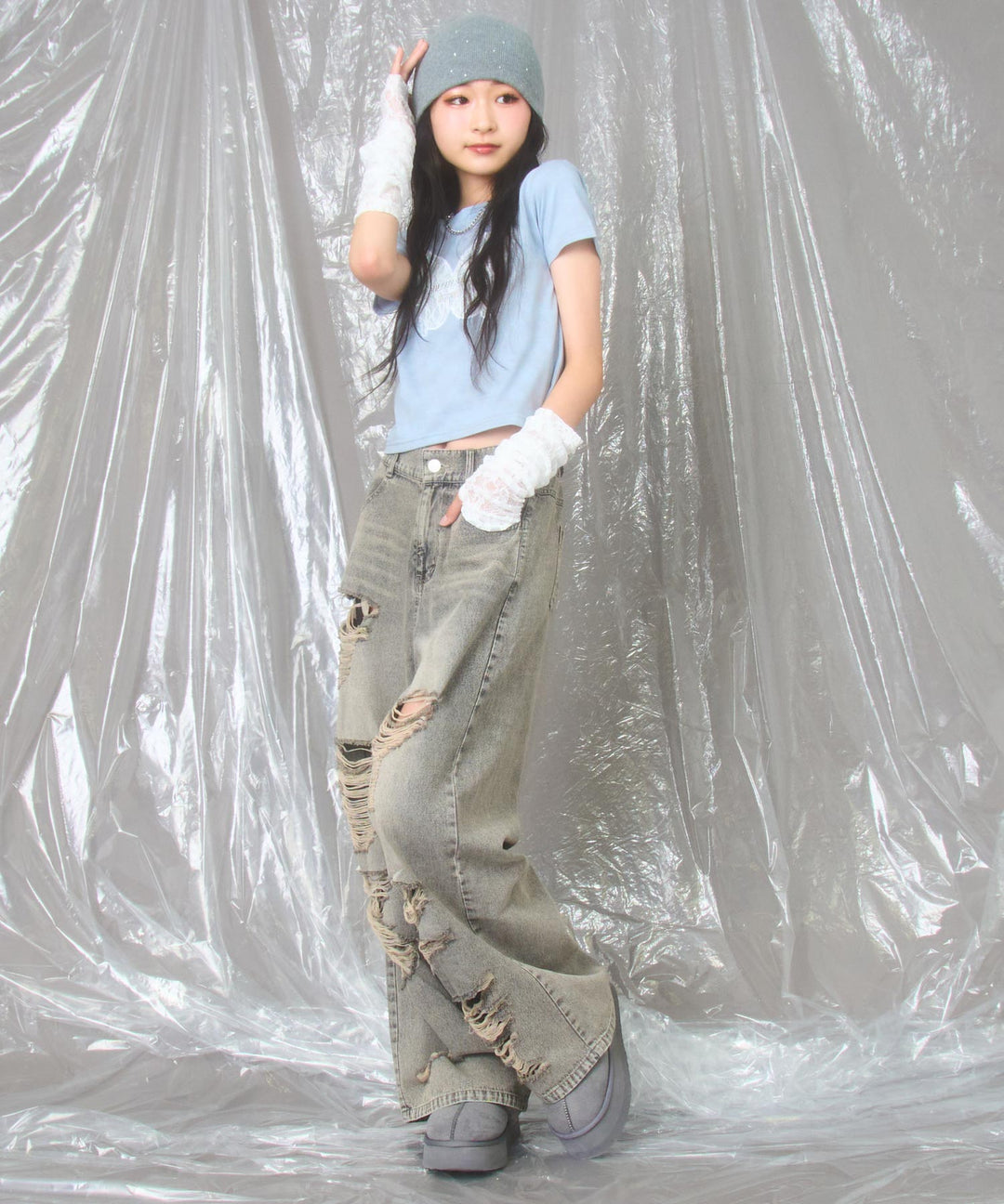 サックス/150cm(Sサイズ着用)