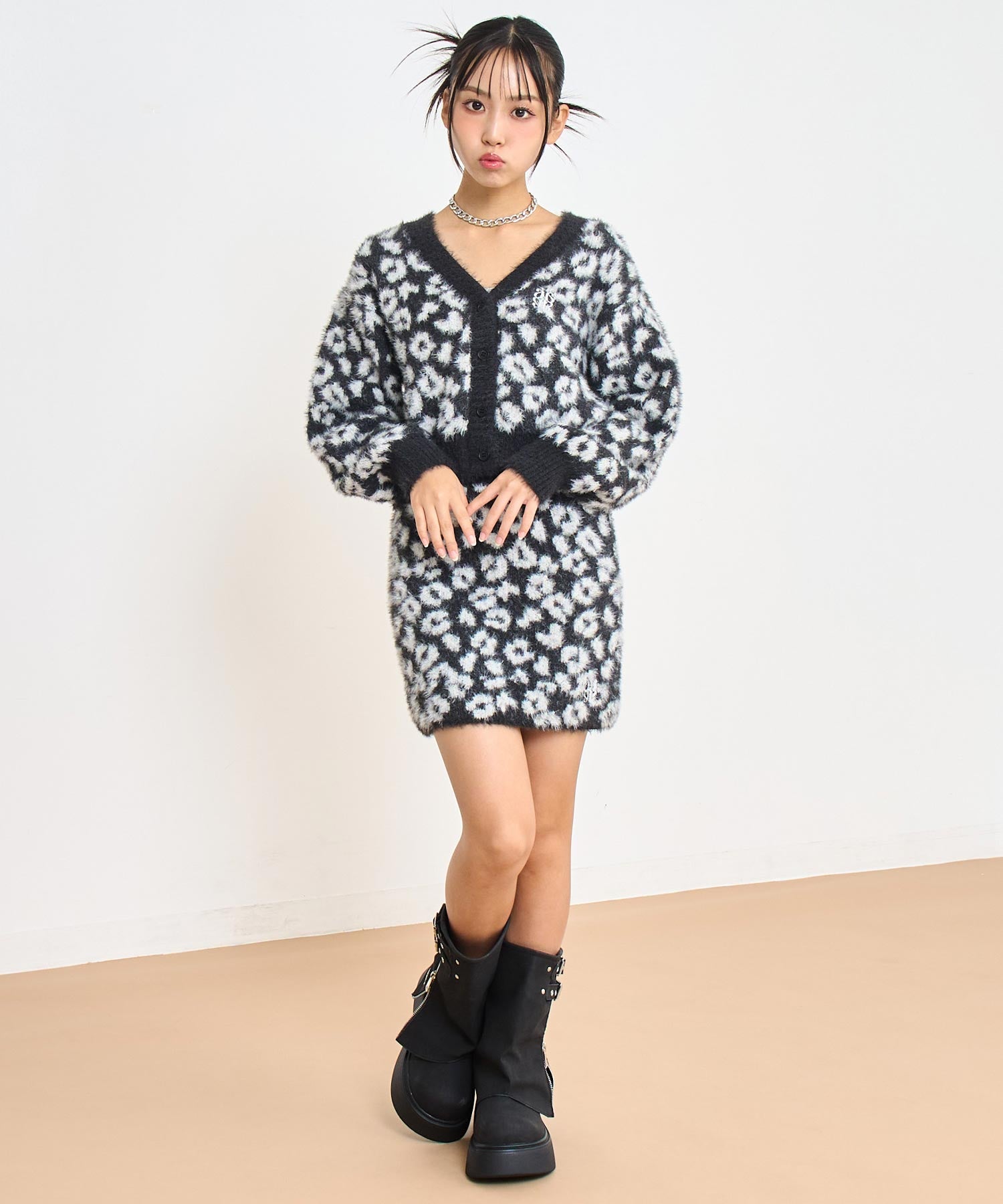 レオパード柄 シャギー ニット セットアップ 【キッズお揃い】 918