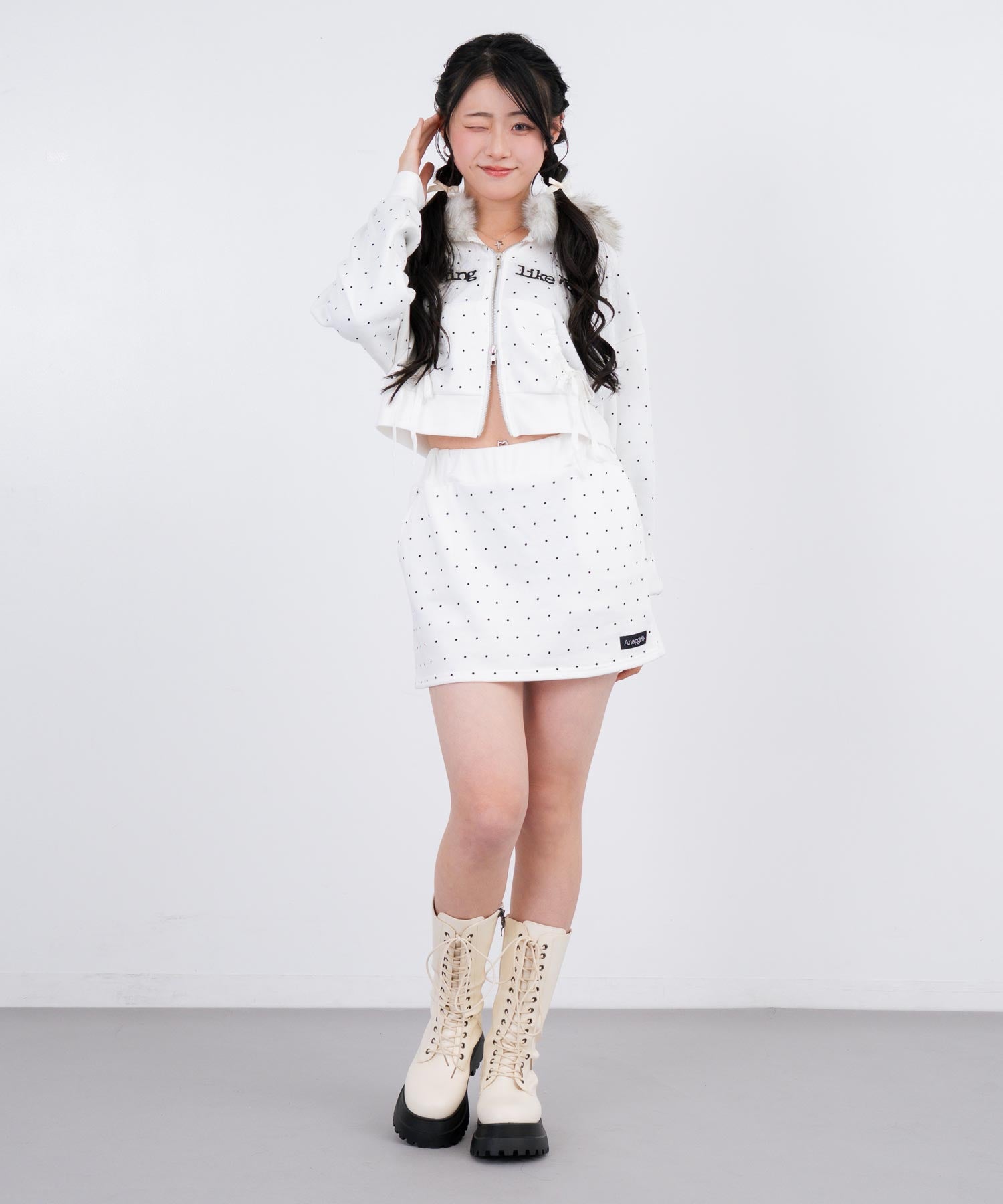 ホワイト/ブラック/157cm(Mサイズ着用)