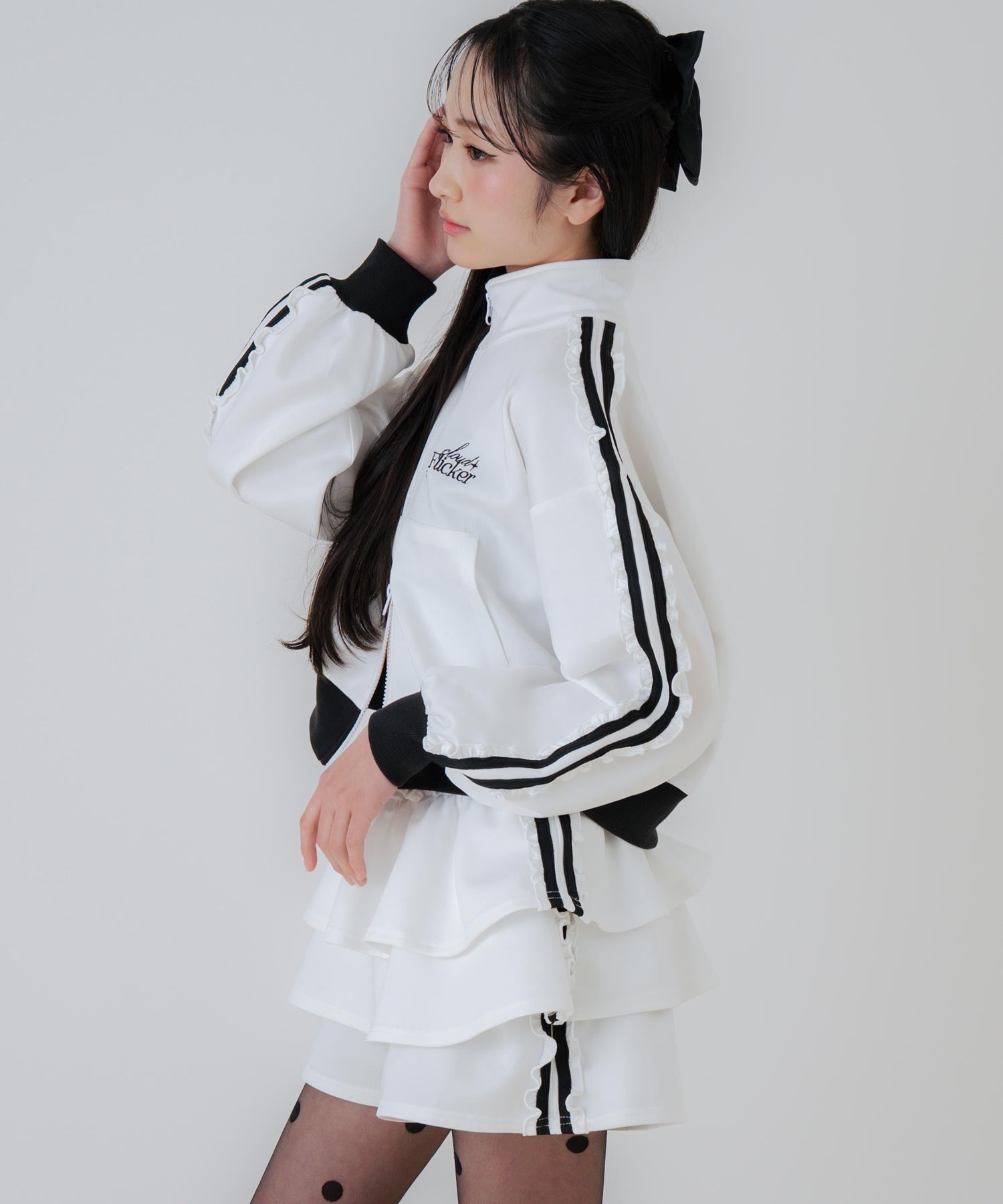 フリル ライン トラックジャケット × ティアード スカート SET 918