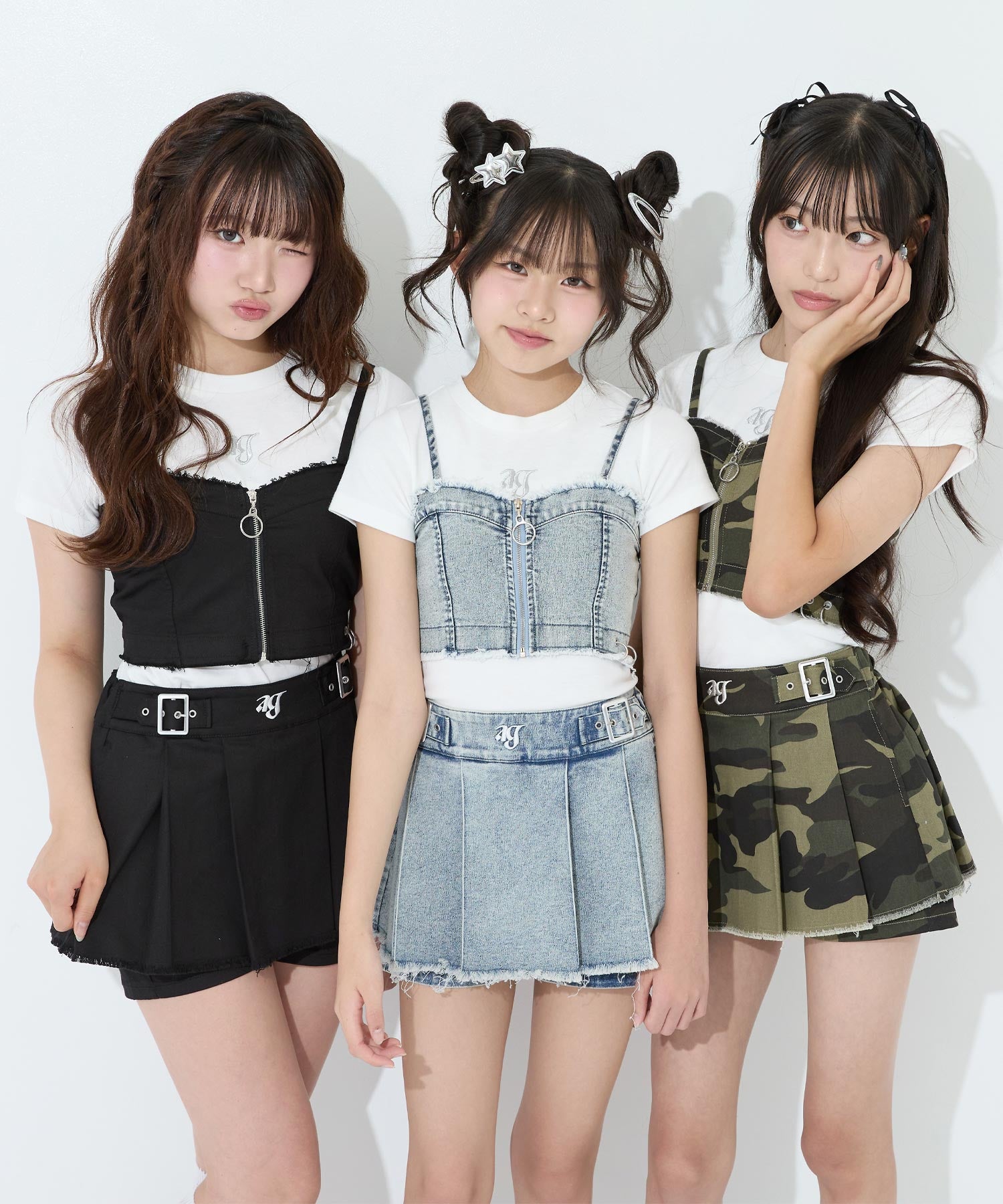 ダメージ リングジップ ビスチェ × Tシャツ トップス SET