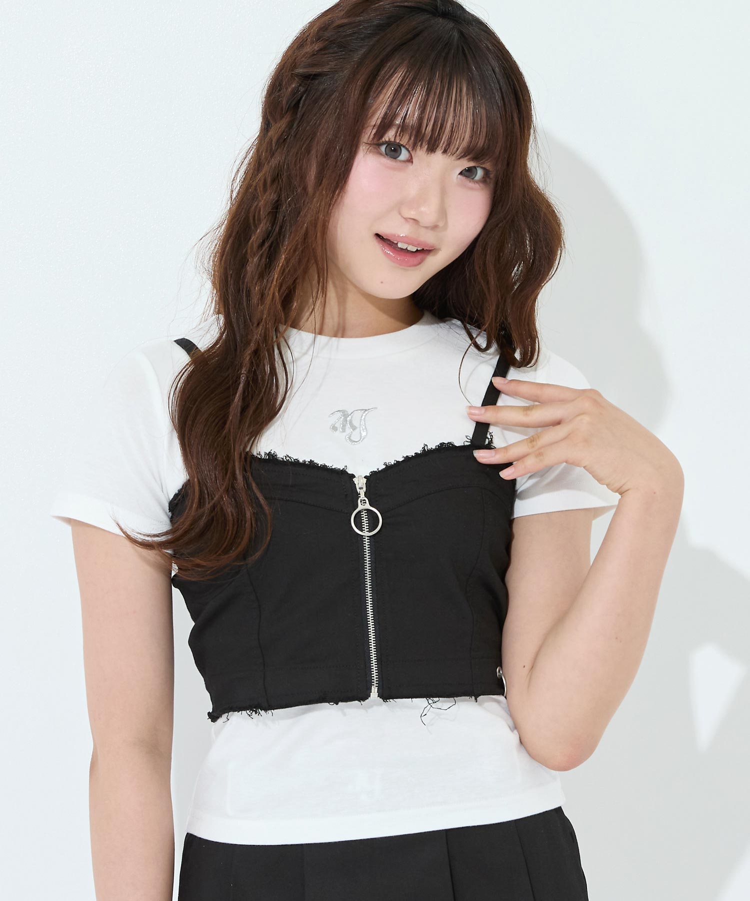 【あい】オーダー ビスチェ5着 ダメージ リングジップ ビスチェ × Tシャツ トップス SET