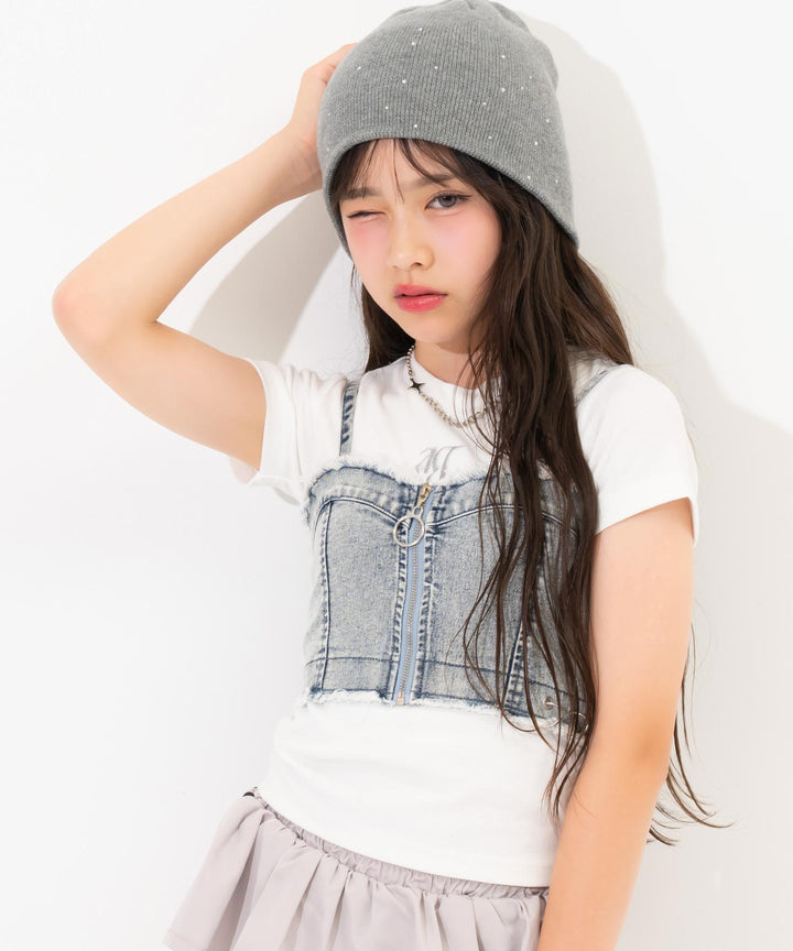 ブルー(XSサイズ着用/身長：約139cm)