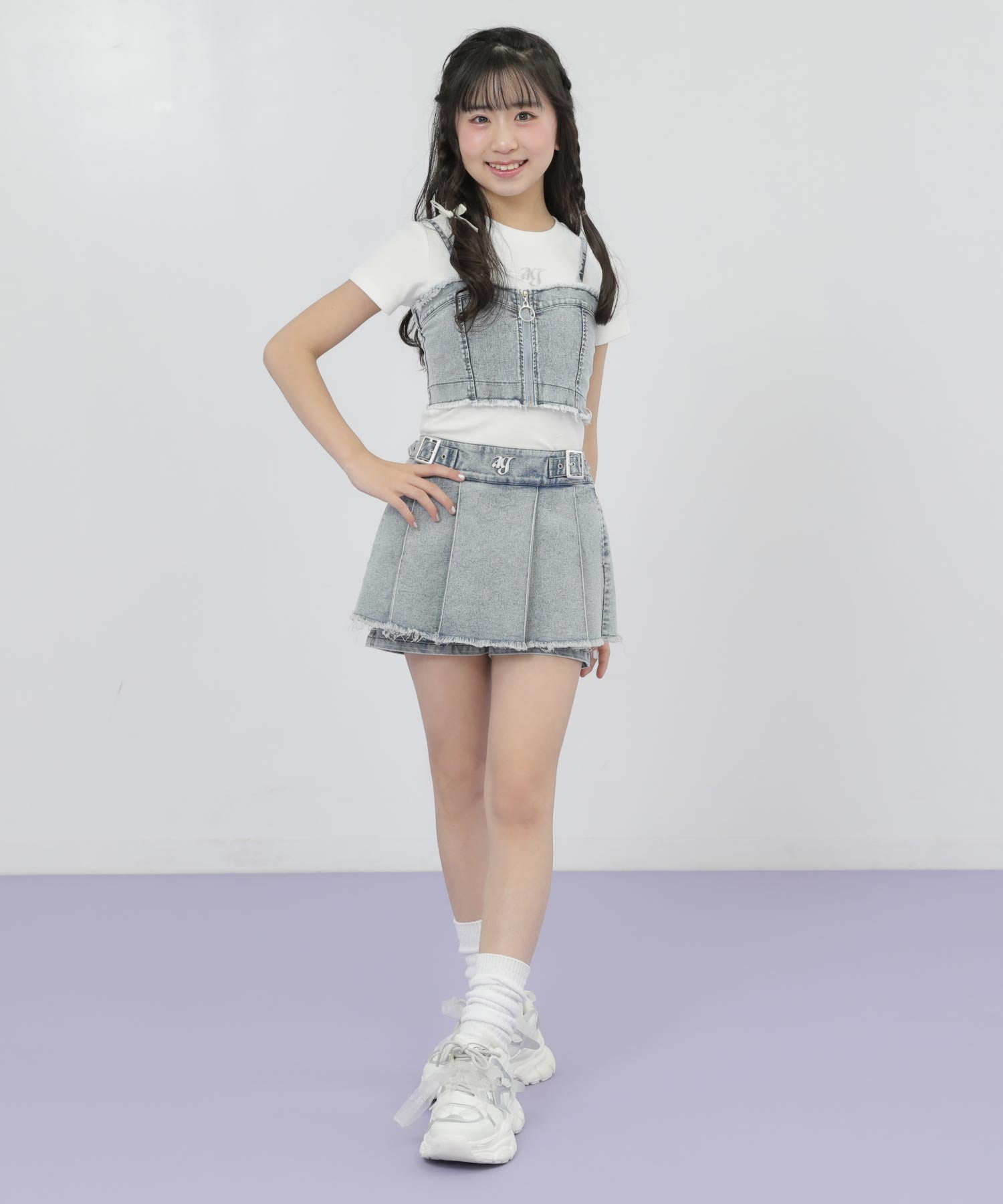 ダメージ リングジップ ビスチェ × Tシャツ トップス SET