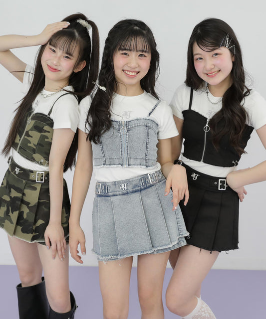 ダメージ リングジップ ビスチェ × Tシャツ トップス SET【セットアップ対応】 918-7932