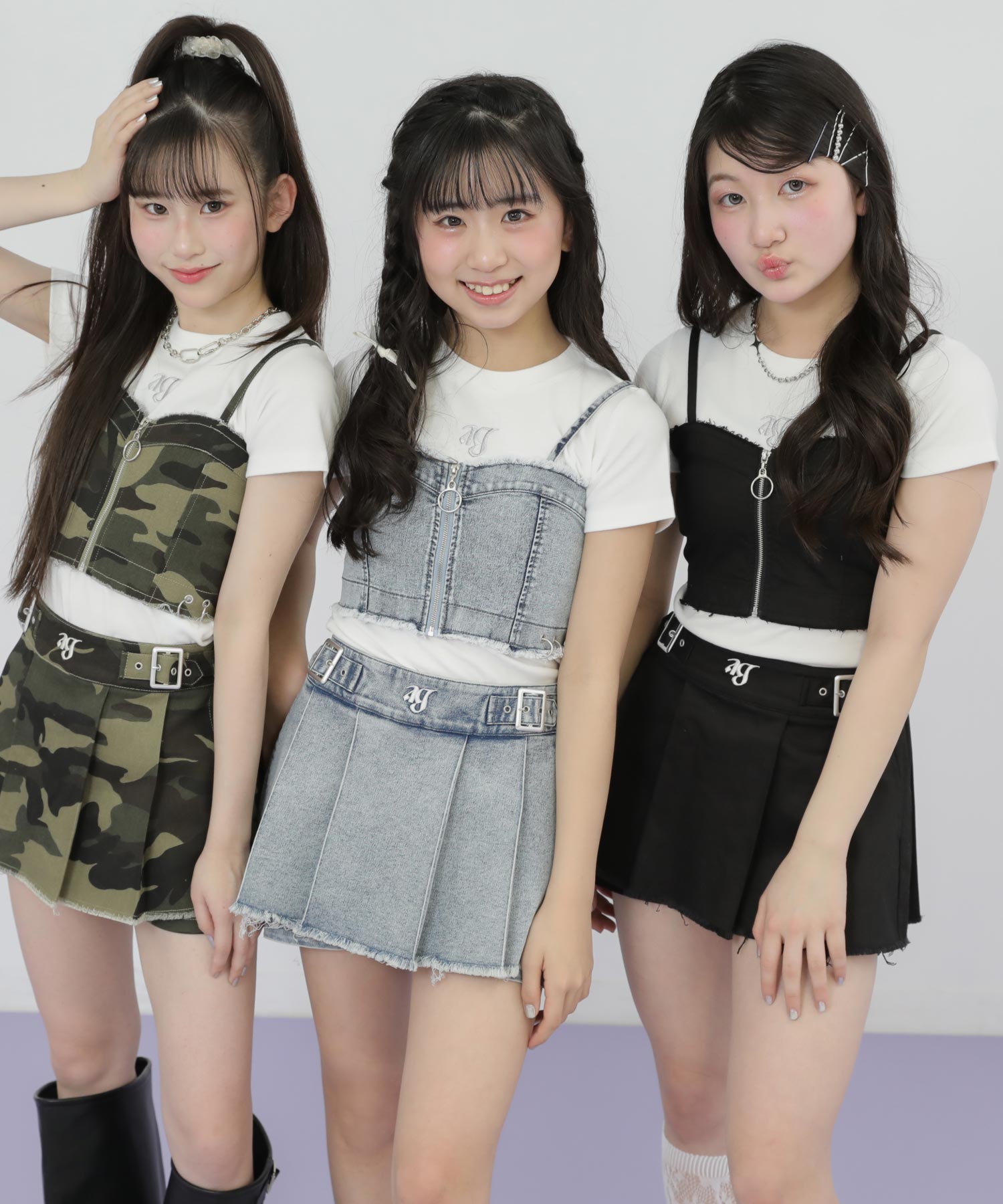 ダメージ リングジップ ビスチェ × Tシャツ トップス SET