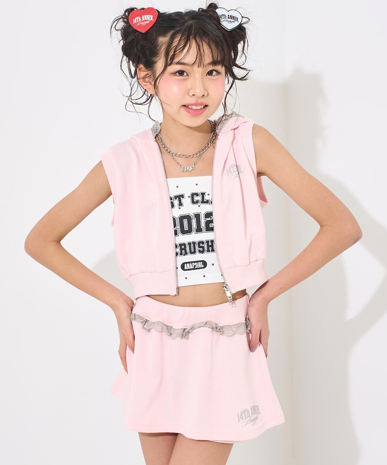 ライトピンク(XSサイズ着用/身長：約145cm)