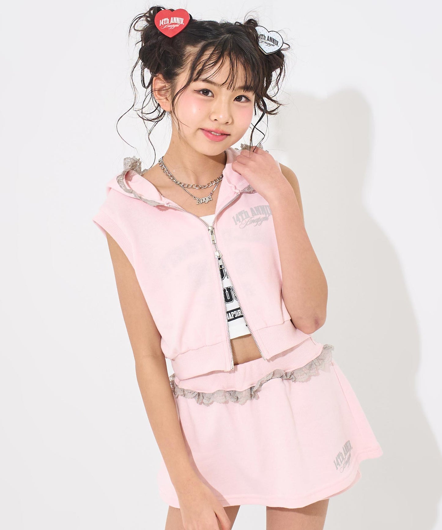 ライトピンク(XSサイズ着用/身長：約145cm)